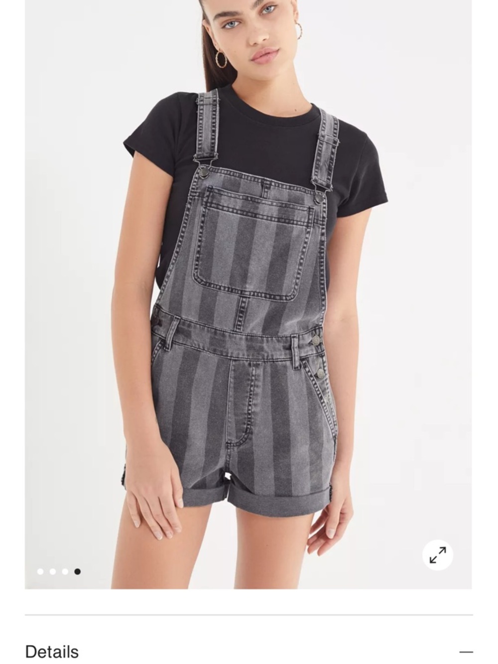 Urban Outfitters BDG Striped Denim Short Overalls Sz M Vintage Wash Shortalls - Picture 11 of 14